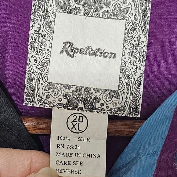 Reputation Colorblock Washable Silk Button-Up Shirt Men's Size XL NWT Retro - Picture 5 of 6